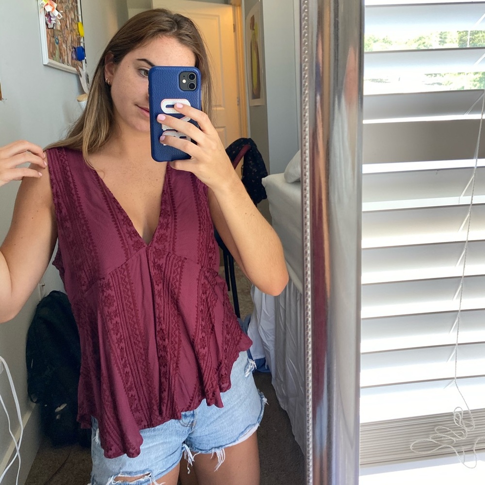 Embroidered free people tank